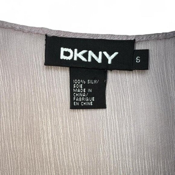 DKNY Lilac Silk Sheer Beaded V-Neck Tank Size Small - Picture 5 of 8